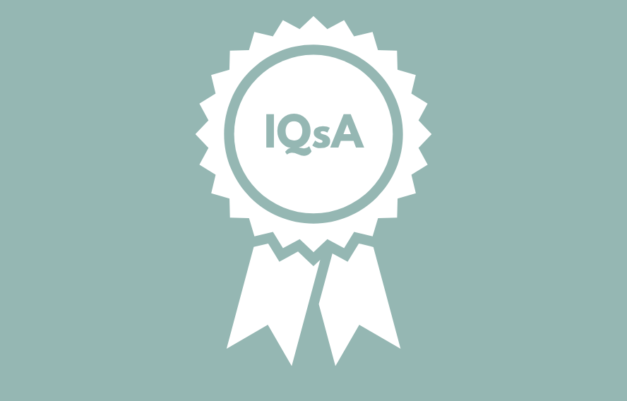 Ein Icon in Form eines Ordens auf türkisem Hintergrund