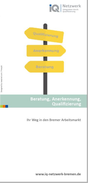 Deckblatt des Flyer zu Beratungsangeboten des IQ Netzwerk Bremen